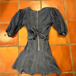 7 For all Mankind blue jean puff sleeve mini dress. Women’s XS.